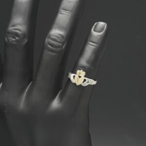 10ct White And Yellow Gold Claddagh Ring