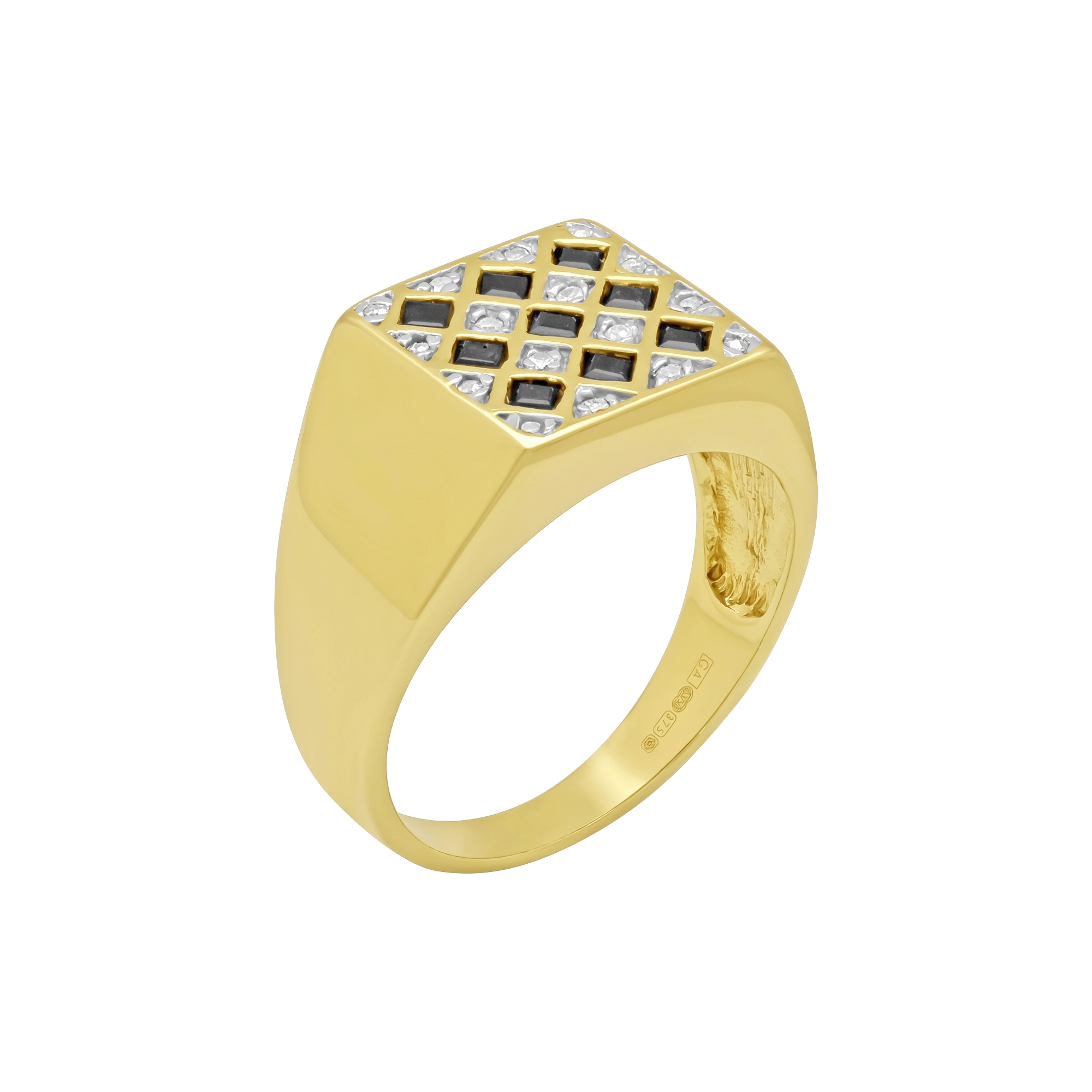 9ct Yellow Gold 0.05ct Diamond And Sapphire Signet Ring