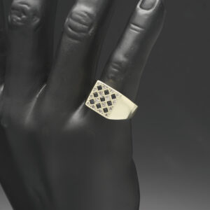 9ct Yellow Gold 0.05ct Diamond And Sapphire Signet Ring