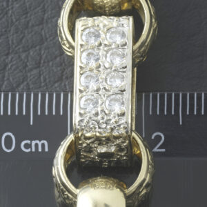 9ct Yellow Gold Gemstone Gypsy Link Bracelet 9.5″ 14mm