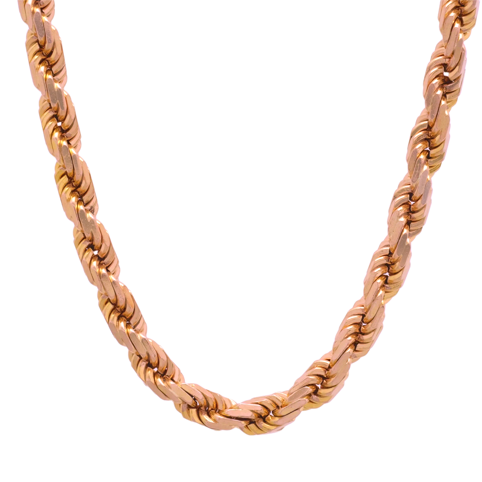 9ct Rose Gold Diamond Cut Rope Chain 28.5" 7mm