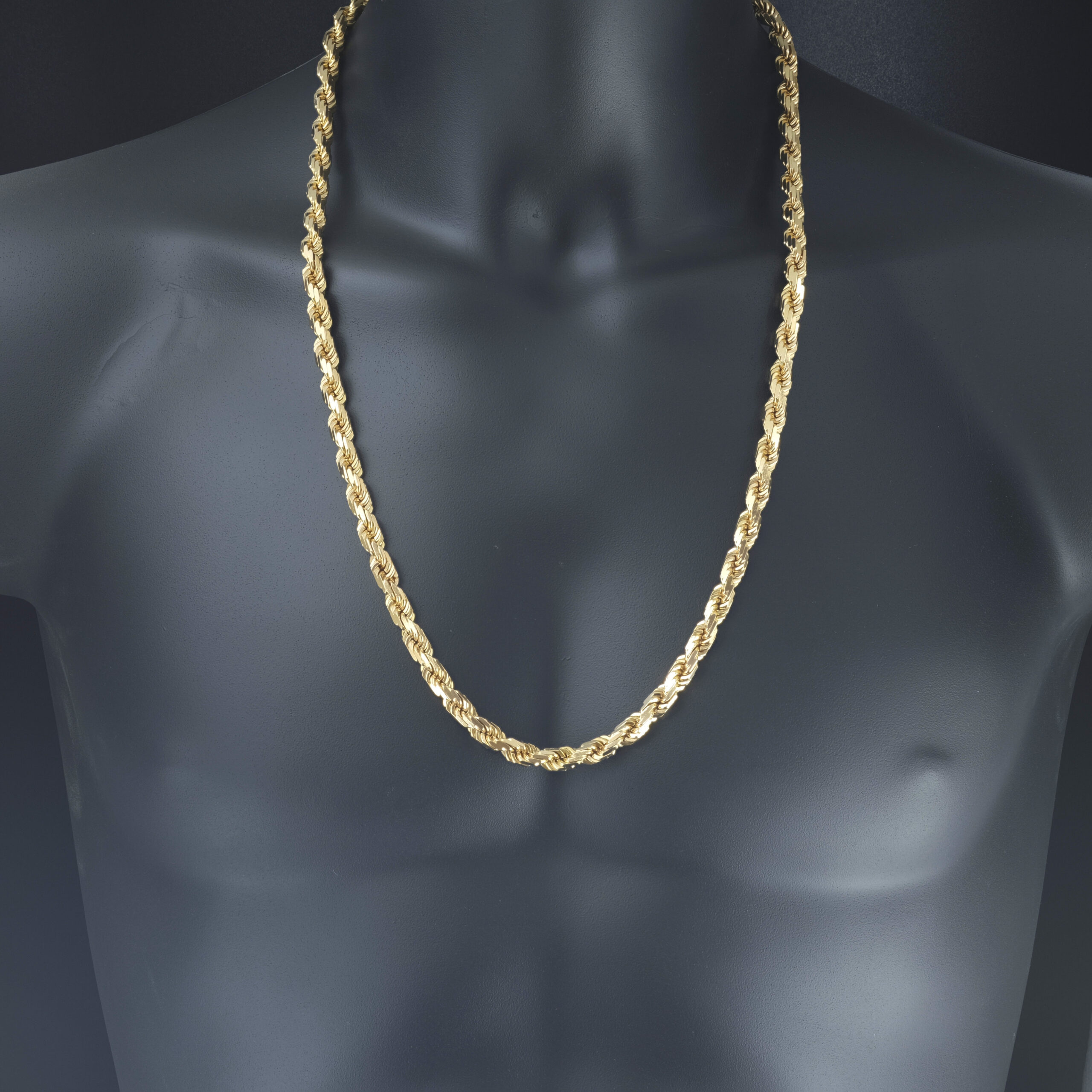 9ct Rose Gold Diamond Cut Rope Chain 28.5" 7mm - Image 3