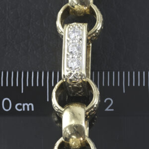 9ct Yellow Gold Gemstone Gypsy Link Bracelet 9.5″ 10mm