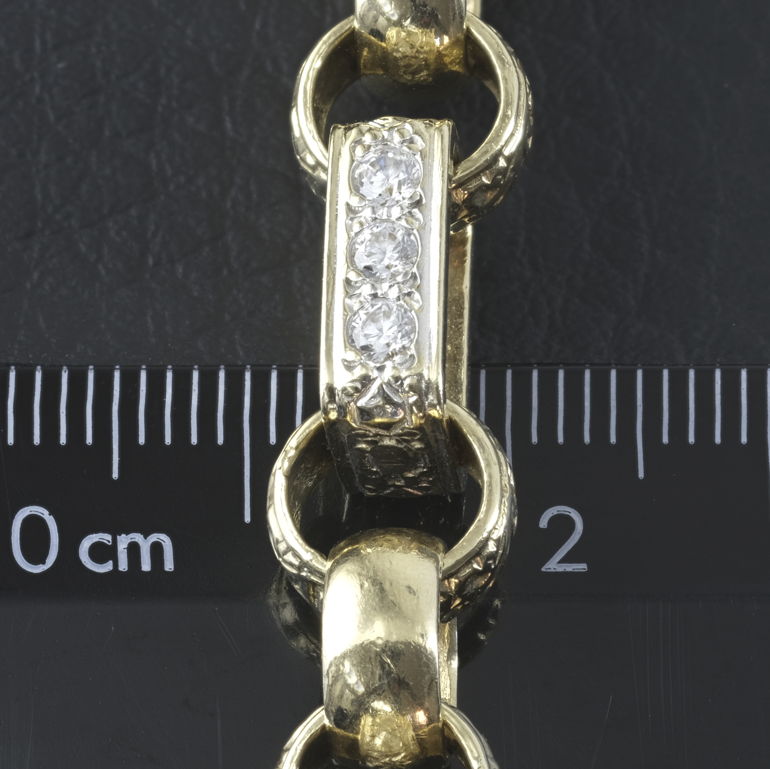 9ct Yellow Gold Gemstone Gypsy Link Bracelet 9.5" 10mm - Image 2