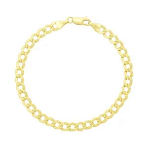 9ct Yellow Gold Patterned Curb Bracelet 8″ 5.5mm