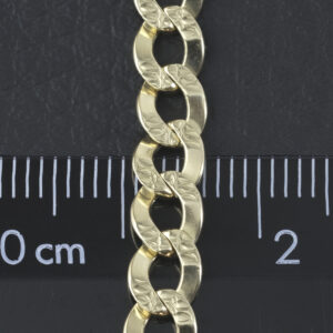 9ct Yellow Gold Patterned Curb Bracelet 8″ 5.5mm
