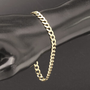 9ct Yellow Gold Patterned Curb Bracelet 8″ 5.5mm