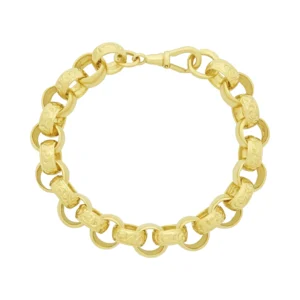 9ct Yellow Gold Patterned Belcher Bracelet 8″ 10.5mm