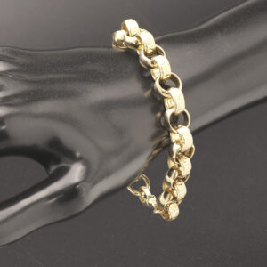9ct Yellow Gold Patterned Belcher Bracelet 8″ 10.5mm