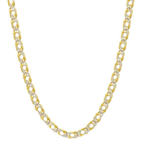 9ct Yellow & White Gold Patterned Double Curb Chain 18″ 5mm
