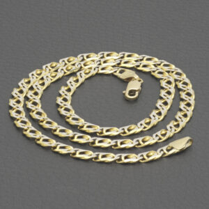 9ct Yellow & White Gold Patterned Double Curb Chain 18″ 5mm