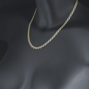 9ct Yellow & White Gold Patterned Double Curb Chain 18″ 5mm