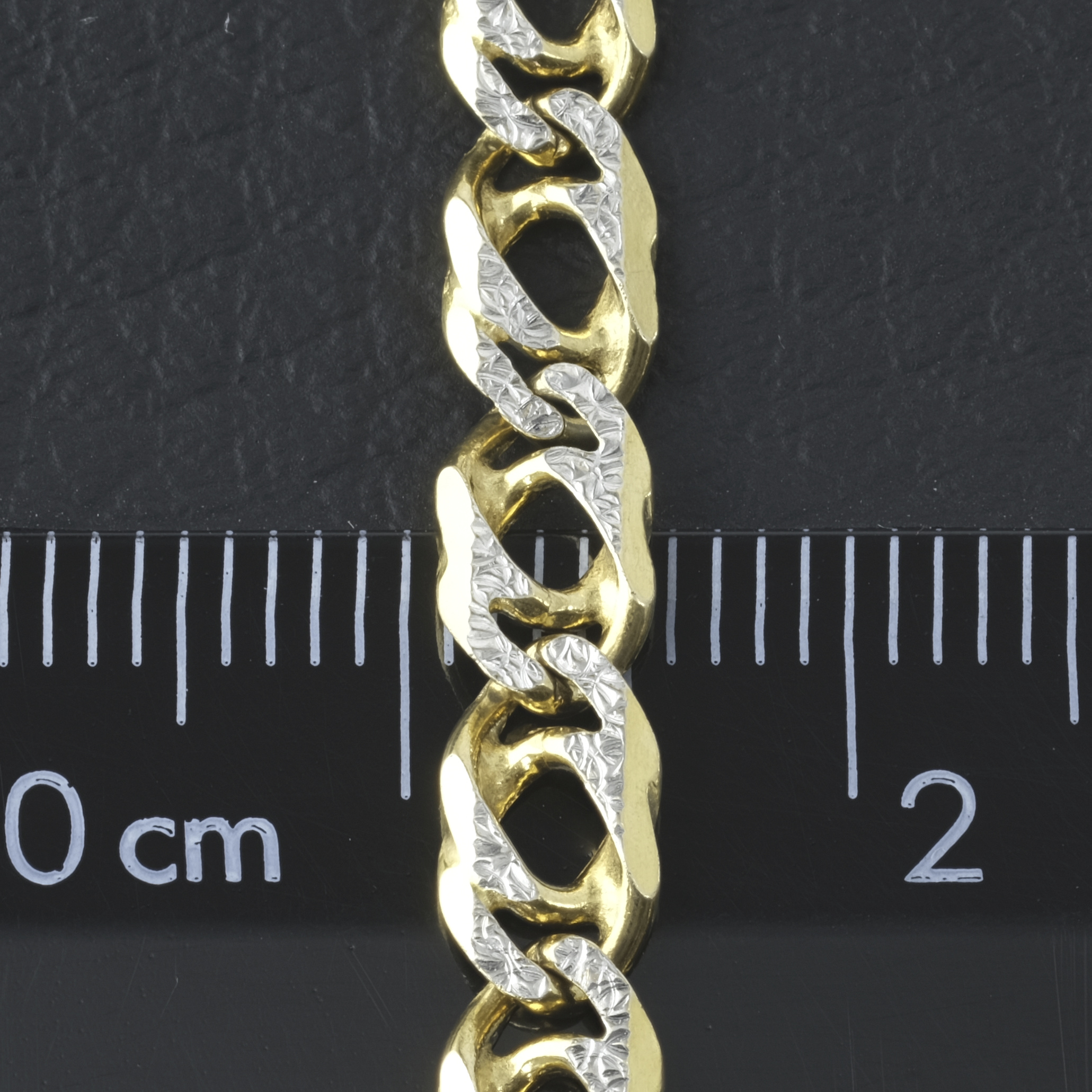 9ct Yellow & White Gold Patterned Double Curb Chain 18" 5mm - Image 3