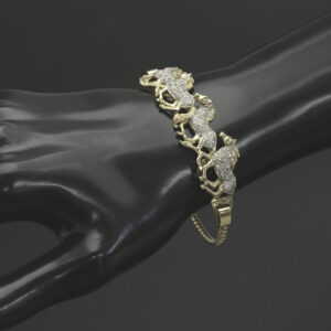 9ct Yellow Gold 4 Horse Twist Gemstone Loop Bangle