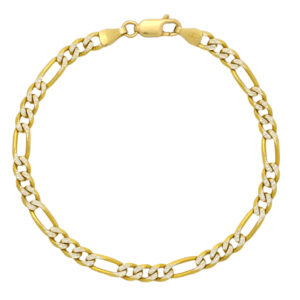 9ct Yellow And White Gold Figaro Bracelet 7.5″ 4.5mm