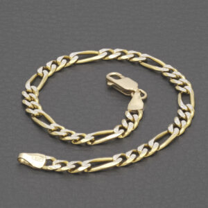 9ct Yellow And White Gold Figaro Bracelet 7.5″ 4.5mm