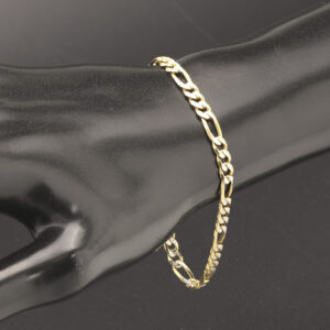9ct Yellow And White Gold Figaro Bracelet 7.5″ 4.5mm