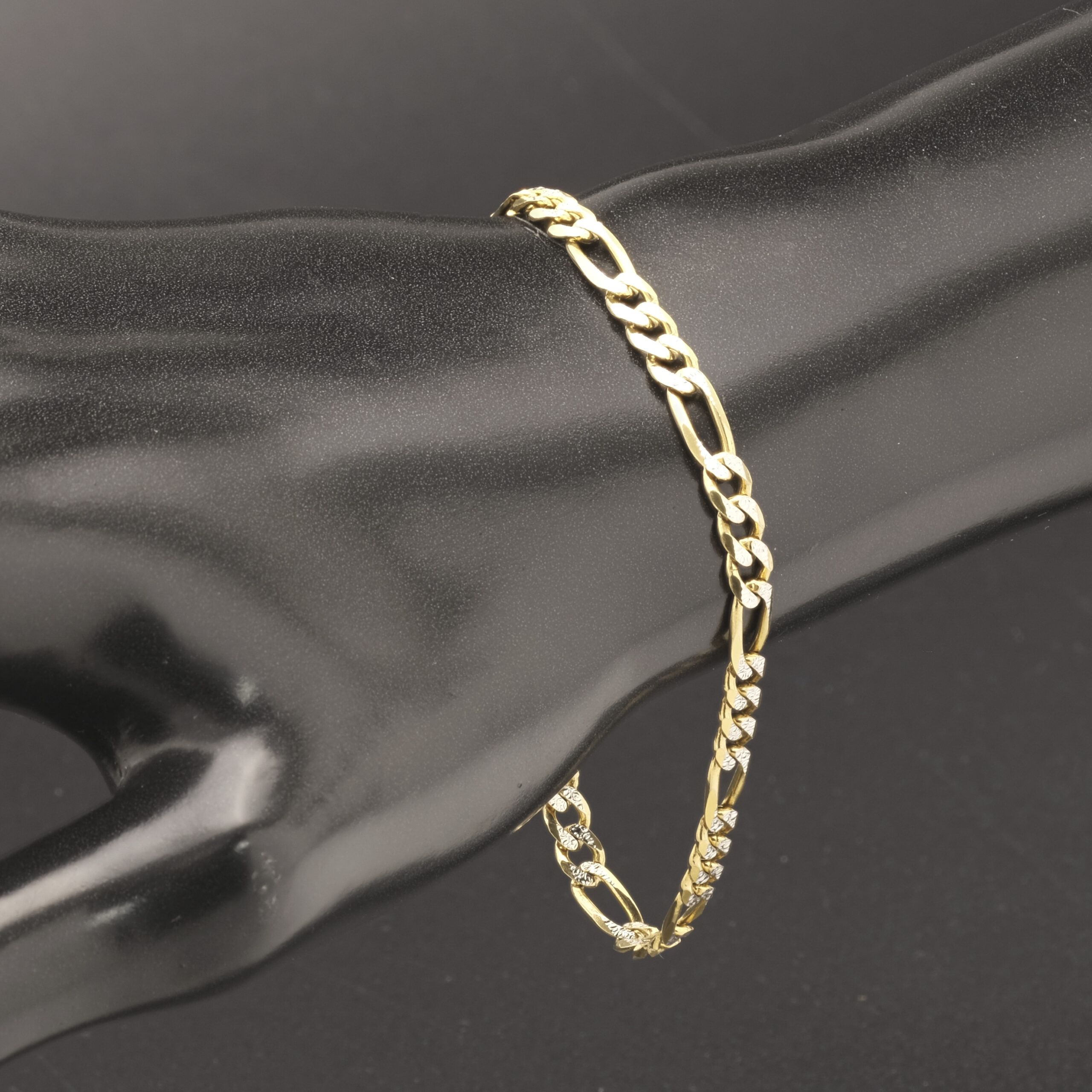 9ct Yellow And White Gold Figaro Bracelet 7.5" 4.5mm - Image 4