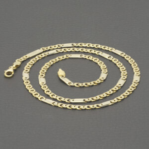 18ct Yellow And White Gold Fancy Link Chain 20″ 4mm