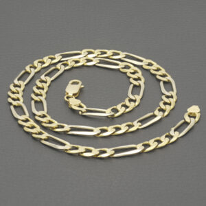 18ct Yellow And White Gold Figaro Chain 20″ 7mm