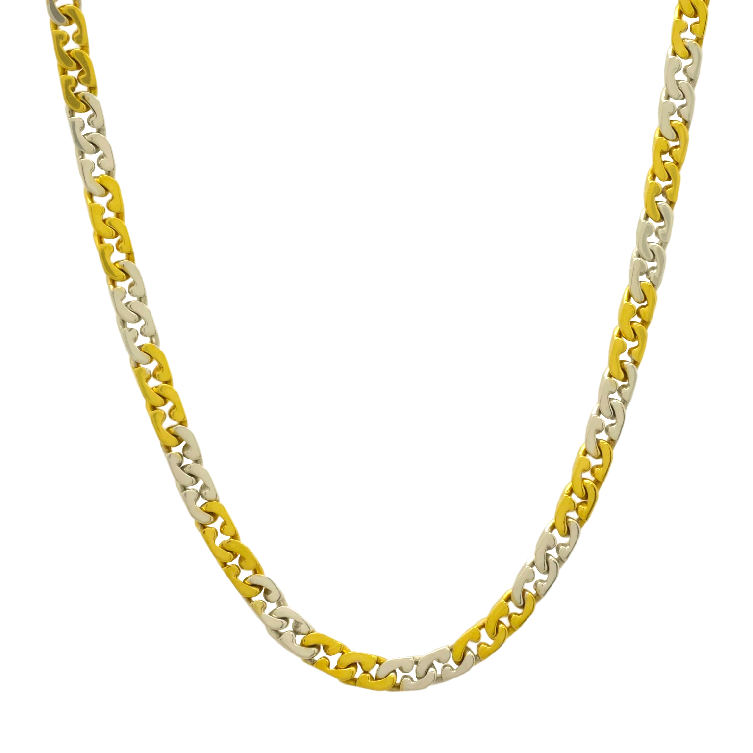 18ct Yellow & White Gold Fancy Link Chain 18" 4mm