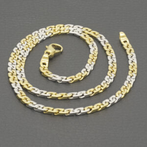 18ct Yellow & White Gold Fancy Link Chain 18″ 4mm