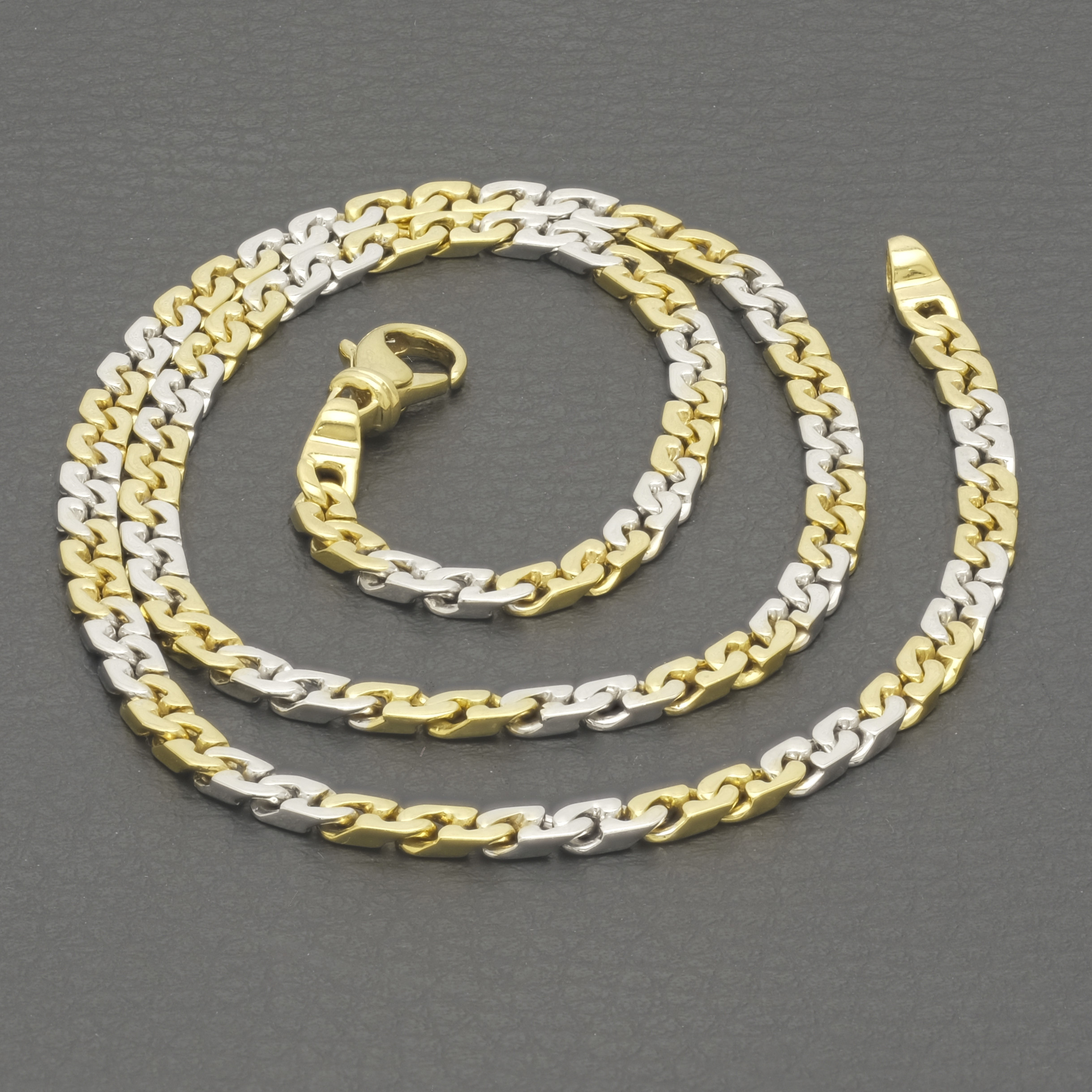 18ct Yellow & White Gold Fancy Link Chain 18" 4mm - Image 2