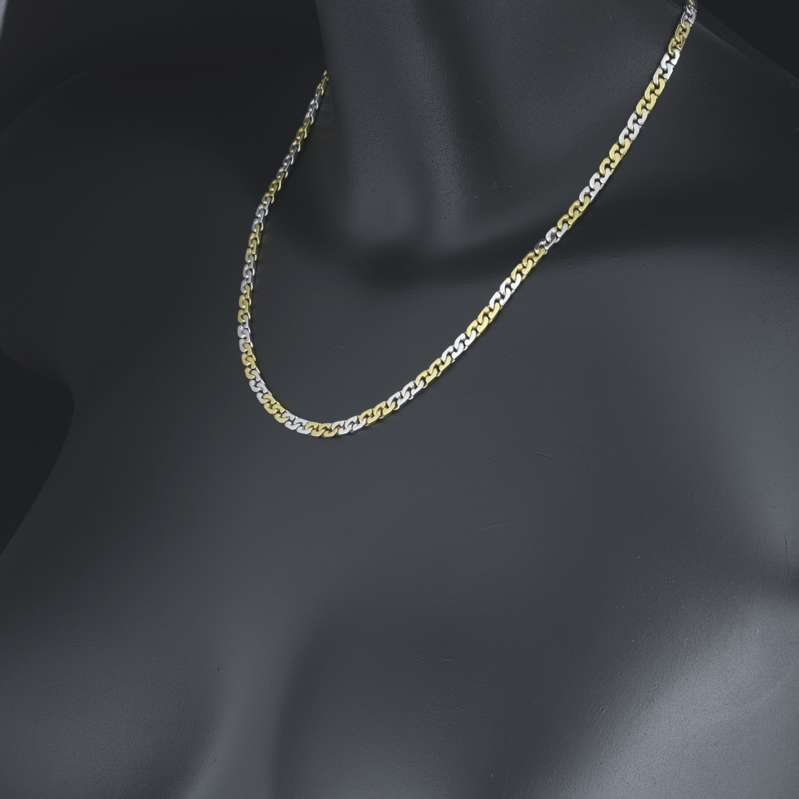 18ct Yellow & White Gold Fancy Link Chain 18" 4mm - Image 4