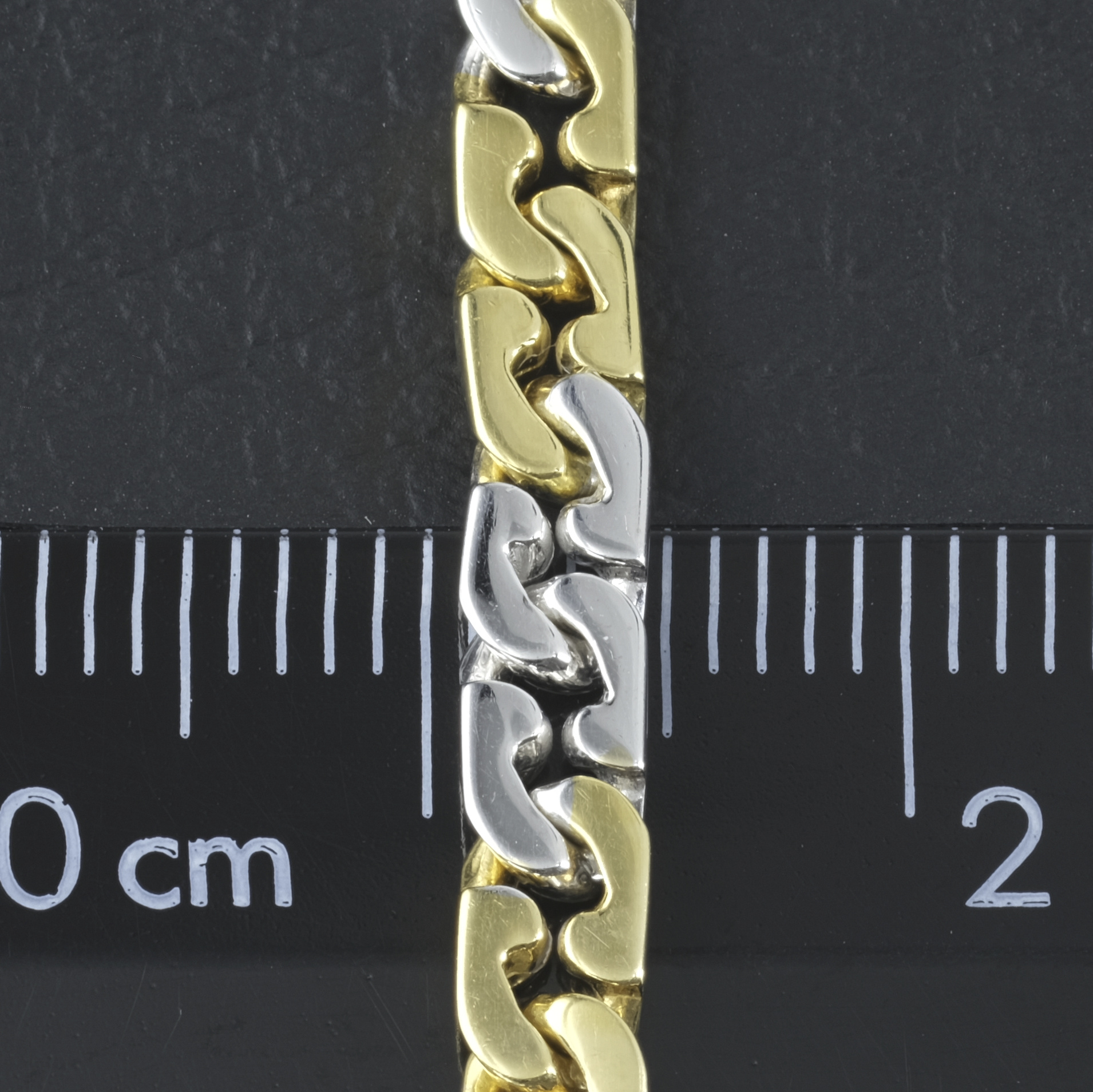 18ct Yellow & White Gold Fancy Link Chain 18" 4mm - Image 3