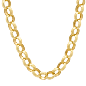 9ct Yellow Gold Patterned Belcher Chain 25″ 10.5mm
