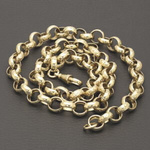 9ct Yellow Gold Patterned Belcher Chain 25″ 10.5mm