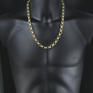 9ct Yellow Gold Patterned Belcher Chain 25″ 10.5mm