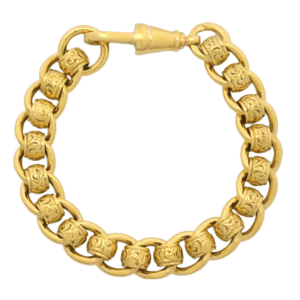 9ct Yellow Gold Patterned Roller Ball Bracelet 8″ 12mm