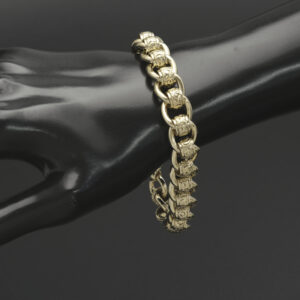 9ct Yellow Gold Patterned Roller Ball Bracelet 8″ 12mm