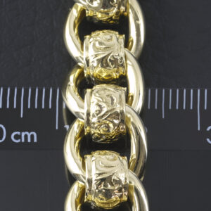 9ct Yellow Gold Patterned Roller Ball Bracelet 8″ 12mm