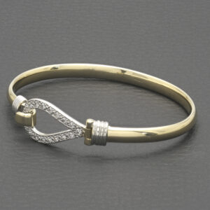 9ct Yellow Gold Gemstone Loop Bangle