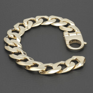 9ct Yellow Gold Curb Bracelet 9″ 17.5mm