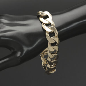 9ct Yellow Gold Curb Bracelet 9″ 17.5mm