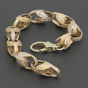 9ct Rose Gold Gemstone Tulip Bracelet 8.5″ 12mm