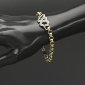 9ct Yellow Gold Gemstone Heart Belcher Bracelet 7.5″ 6.5mm