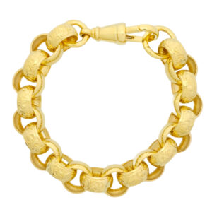 9ct Yellow Gold Patterned Belcher Bracelet 8.5″ 13.5mm