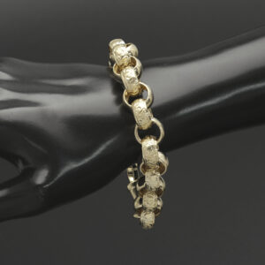9ct Yellow Gold Patterned Belcher Bracelet 8.5″ 13.5mm
