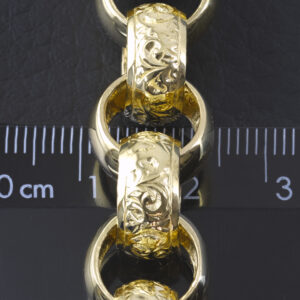 9ct Yellow Gold Patterned Belcher Bracelet 8.5″ 13.5mm