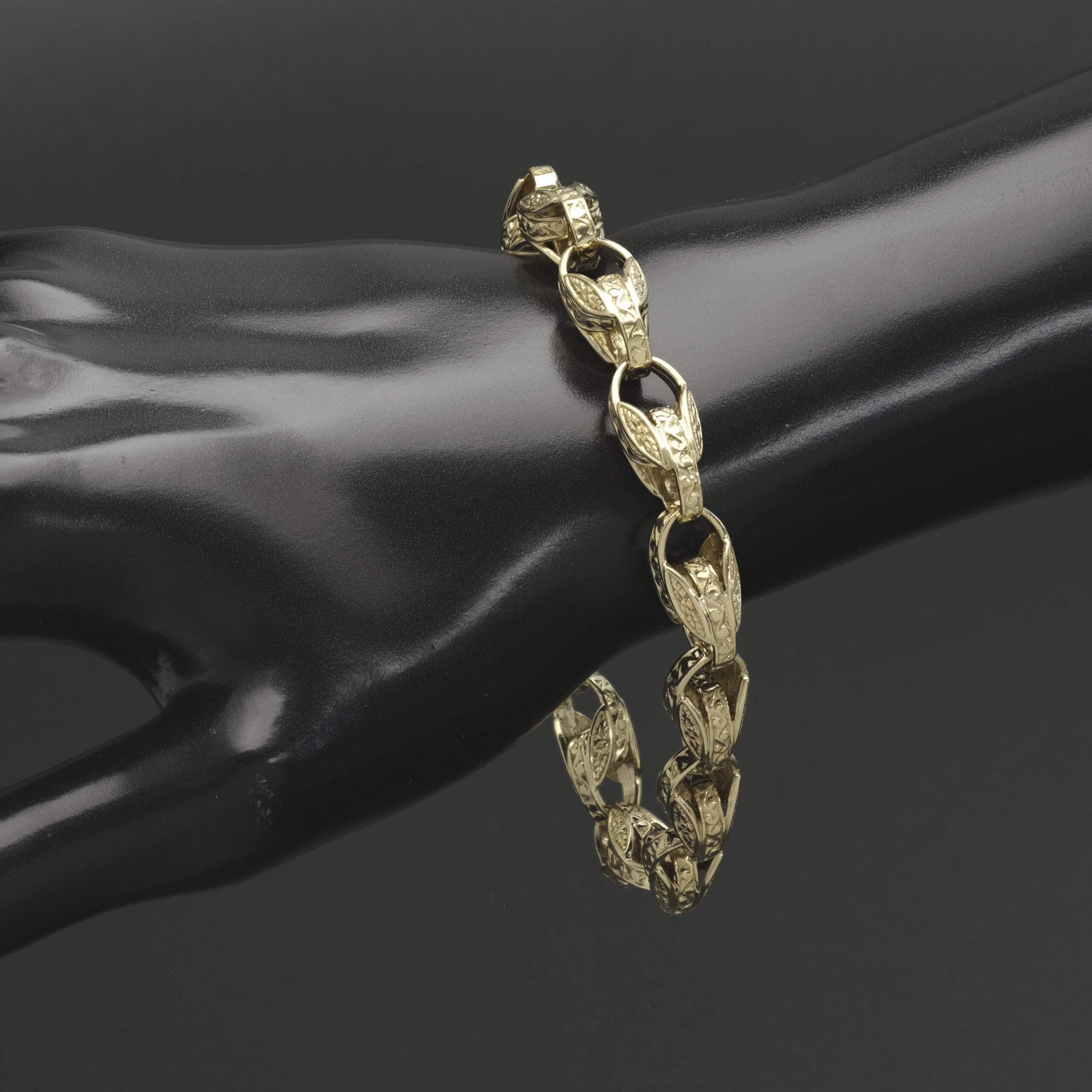 9ct Yellow Gold Tulip Bracelet 8.5" 8.5mm - Image 3