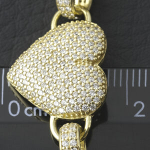 9ct Yellow Gold Gemstone Belcher Bracelet & Gemstone Heart 6.5″ 7.5mm