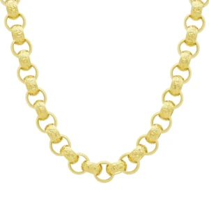 9ct Yellow Gold Patterned Belcher Chain 28.5″ 13.5mm