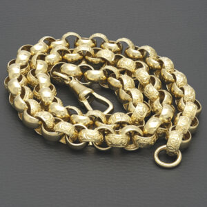 9ct Yellow Gold Patterned Belcher Chain 28.5″ 13.5mm