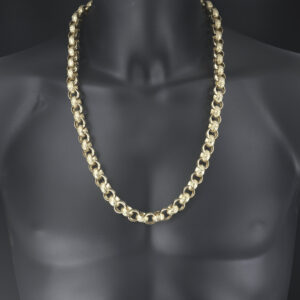 9ct Yellow Gold Patterned Belcher Chain 28.5″ 13.5mm