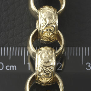 9ct Yellow Gold Patterned Belcher Chain 28.5″ 13.5mm