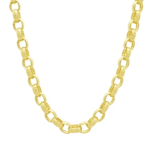 9ct Yellow Gold Patterned Belcher Chain 24″ 8.5mm